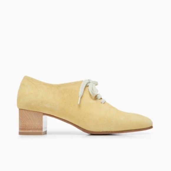 COCLICO Shoes - Coclico Size 37 • Anthropologie Goodwin Oxford Suede Leather Pale Yellow.